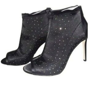 Jewel by Badgley Mischka Margarita Embellished Peep Toe Bootie -Black